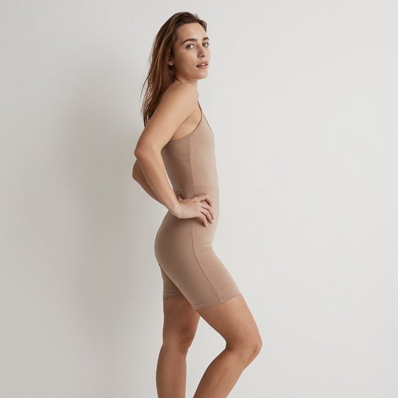Madewell Knit Cotton Biker Unitard Beige Athleisure - Picture 3 of 7